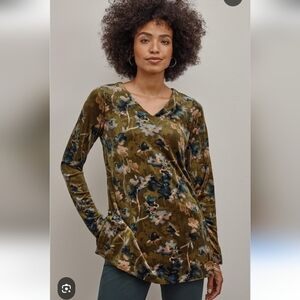 EUC J JILL PUREJILL VELOUR V-NECK TUNIC SZ MP